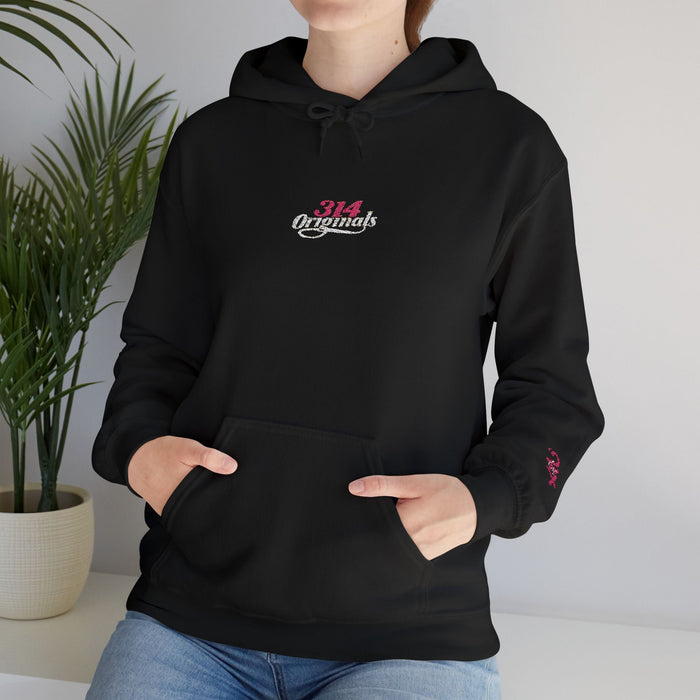 314 Ladies Hoodie — Pink Floral Chest Logo - 314 Originals