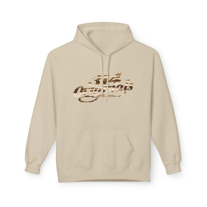 314 Originals Brown Camo Hoodie — Retro Script Logo Pullover - 314 Originals
