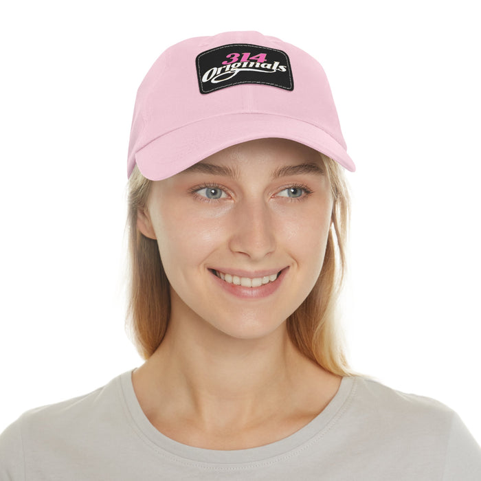314 Originals Leather Patch Dad Hat — Retro Script Baseball Cap - 314 Originals