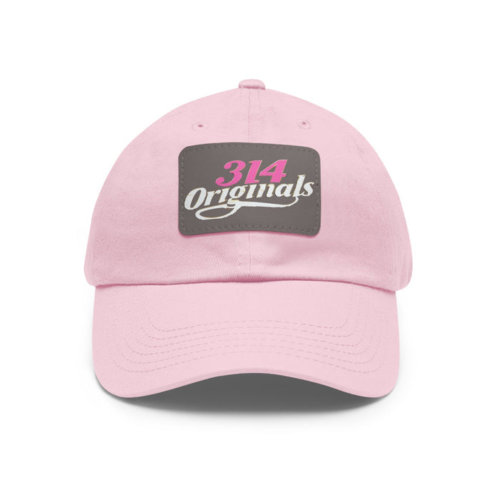 314 Originals Leather Patch Dad Hat — Retro Script Baseball Cap - 314 Originals