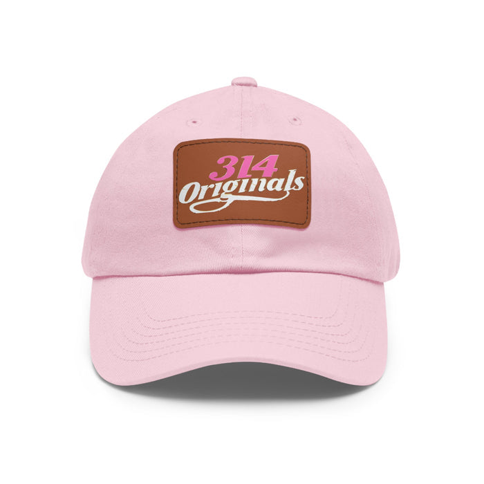 314 Originals Leather Patch Dad Hat — Retro Script Baseball Cap - 314 Originals