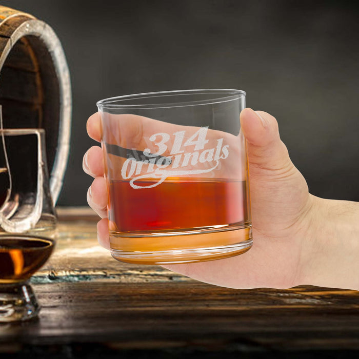 "314 Originals" Retro Bar Rocks Glass-Engraved 10.5oz Whiskey Glass — - 314 Originals