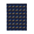 "314 Originals" Velveteen Plush Blanket – Navy Gold Repeating Logo Throw - 314 Originals