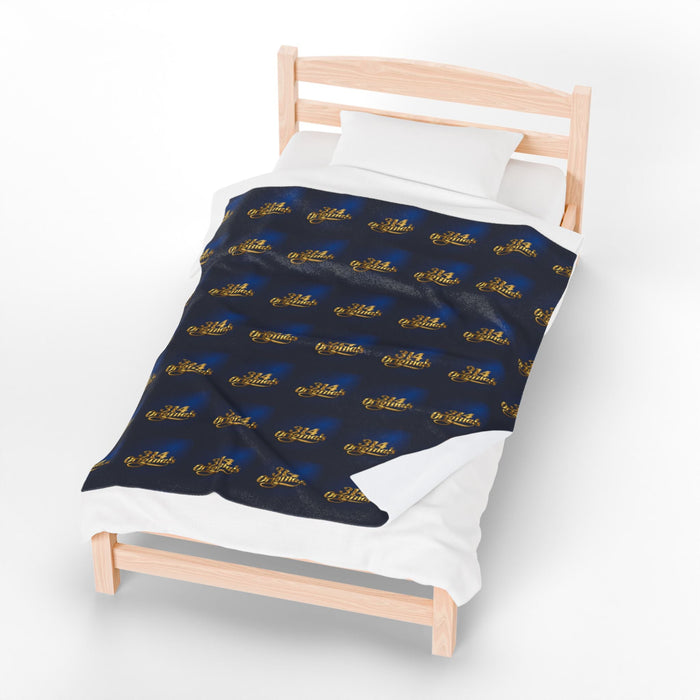 "314 Originals" Velveteen Plush Blanket – Navy Gold Repeating Logo Throw - 314 Originals