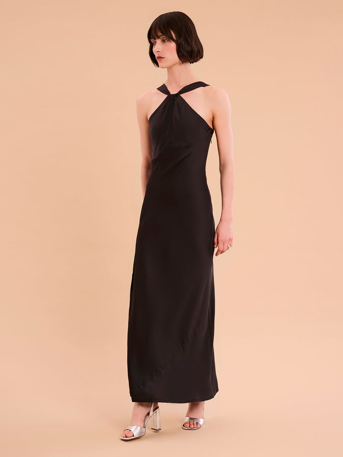 Black maxi dress with halterneck