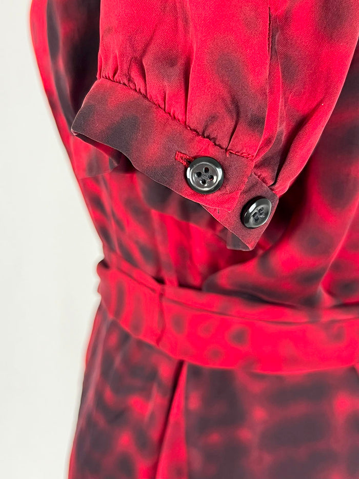 Alfani Size 16W Red & Black Tie-Dye Silk Shirt