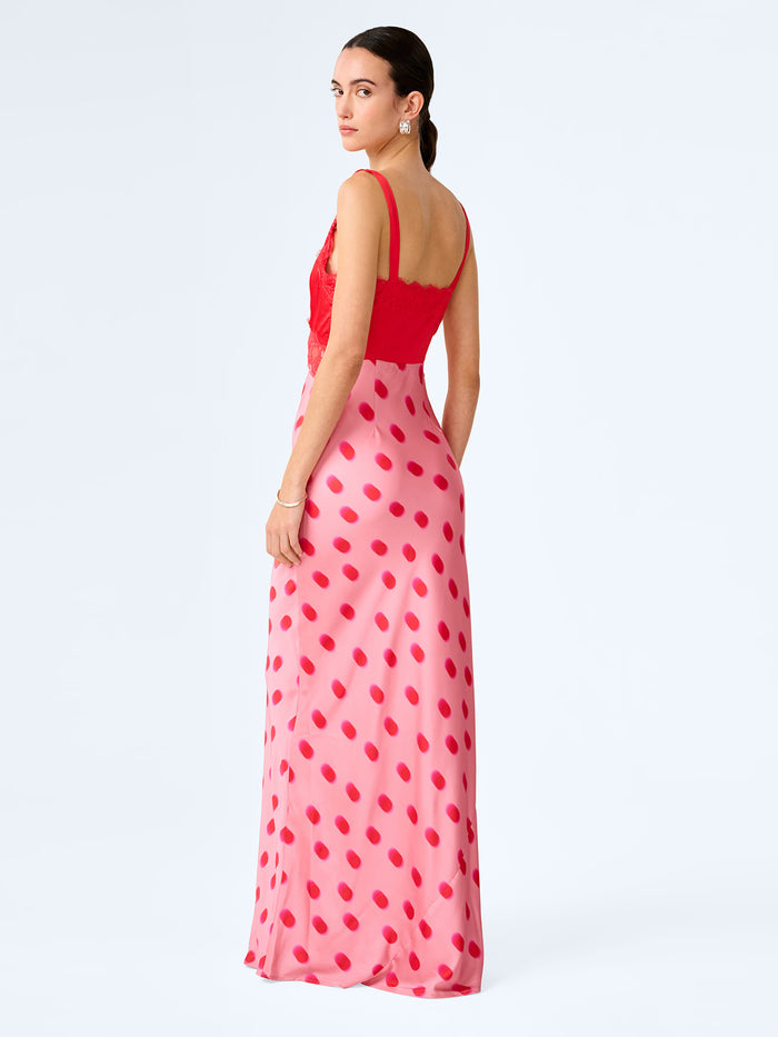 Allie Dress in Pink and Red Large Polka Dot