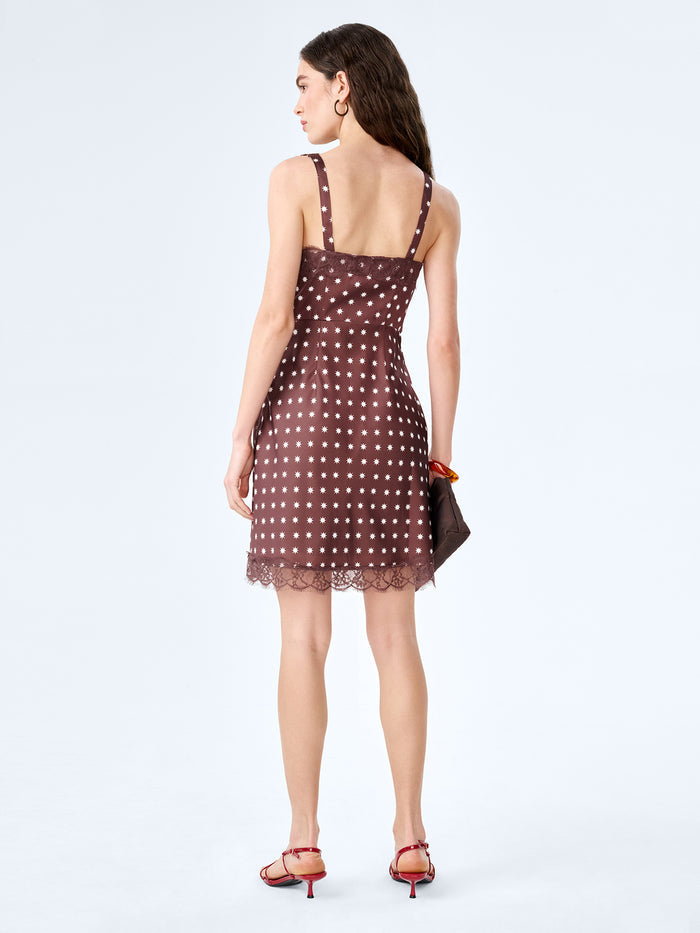 Allie Mini Dress in Brown Starburst