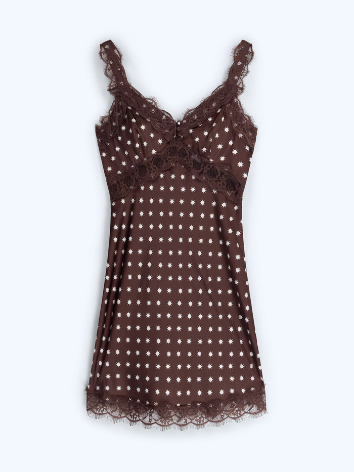 Allie Mini Dress in Brown Starburst