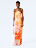 Amdra Dress in Pink Glitched Floral Placement