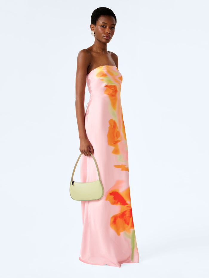Amdra Dress in Pink Glitched Floral Placement
