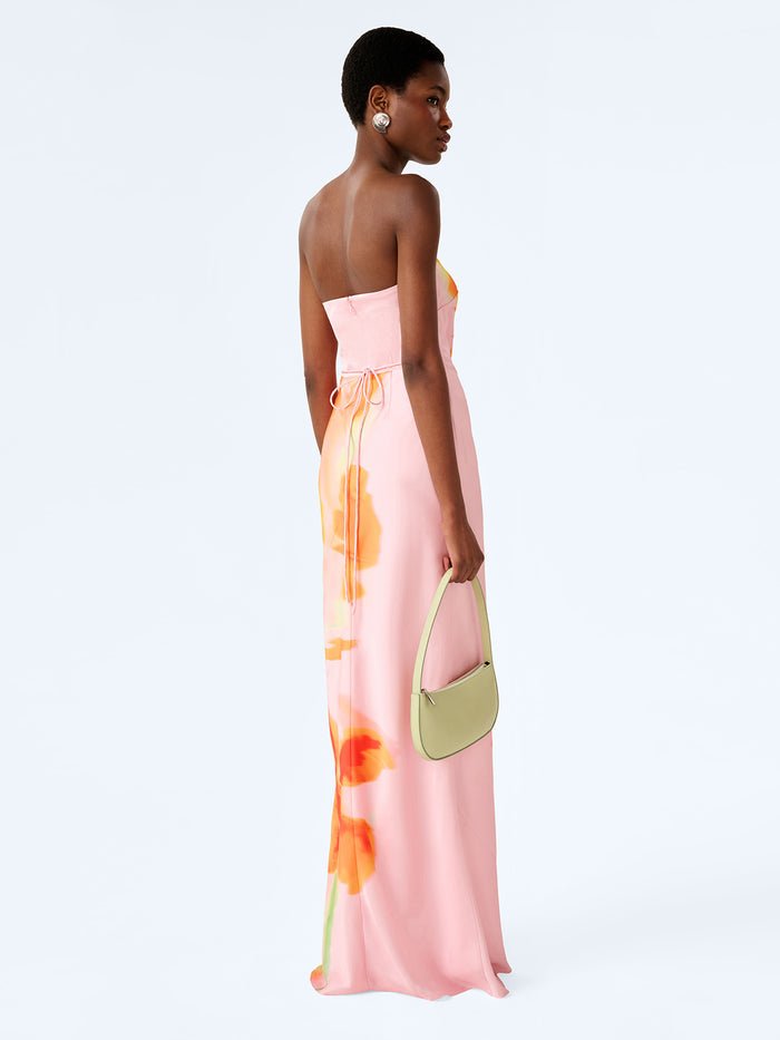 Amdra Dress in Pink Glitched Floral Placement