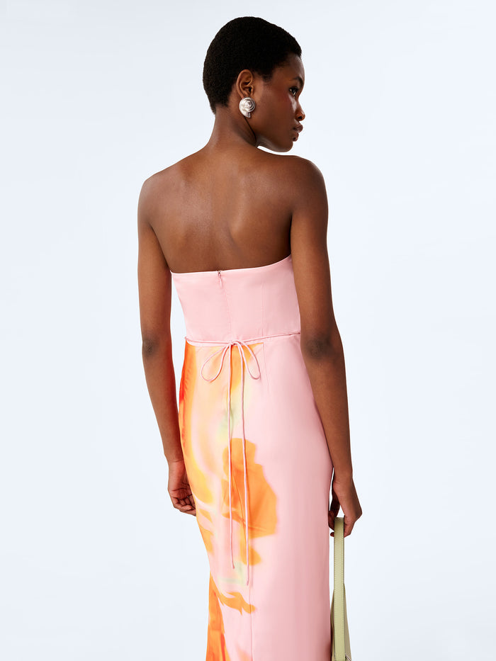 Amdra Dress in Pink Glitched Floral Placement