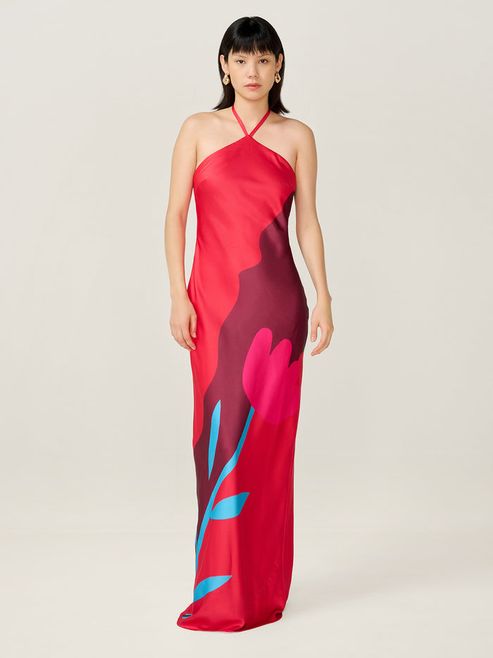 Andy Dress in Tulip Collage Print