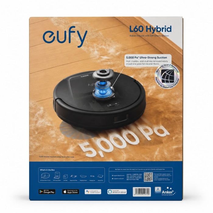 Anker eufy L60 Hybrid Robot Vacuum - Self-Empty Station - Black - 5,000 Pa