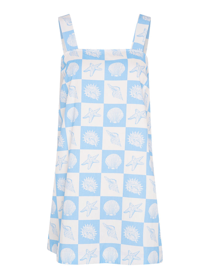 Annabella Dress in Shell Checkerboard Print