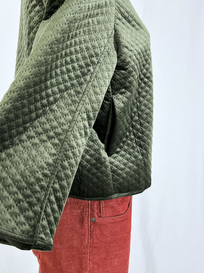 Anne Klein Size XL (16) Dark Green Diamond Quilted Jacket NWT