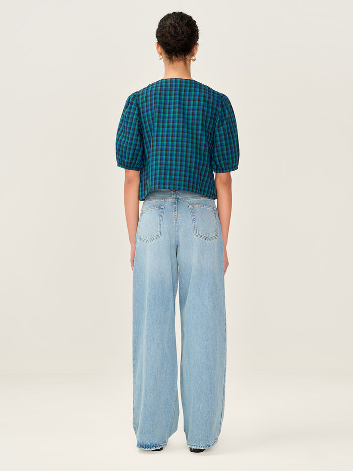 Apollo Blouse in Blue and Green Check