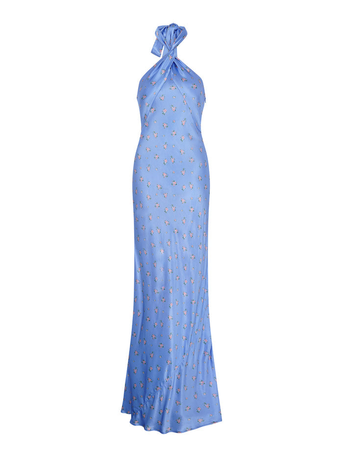 Arles Floral Dress in Light Blue