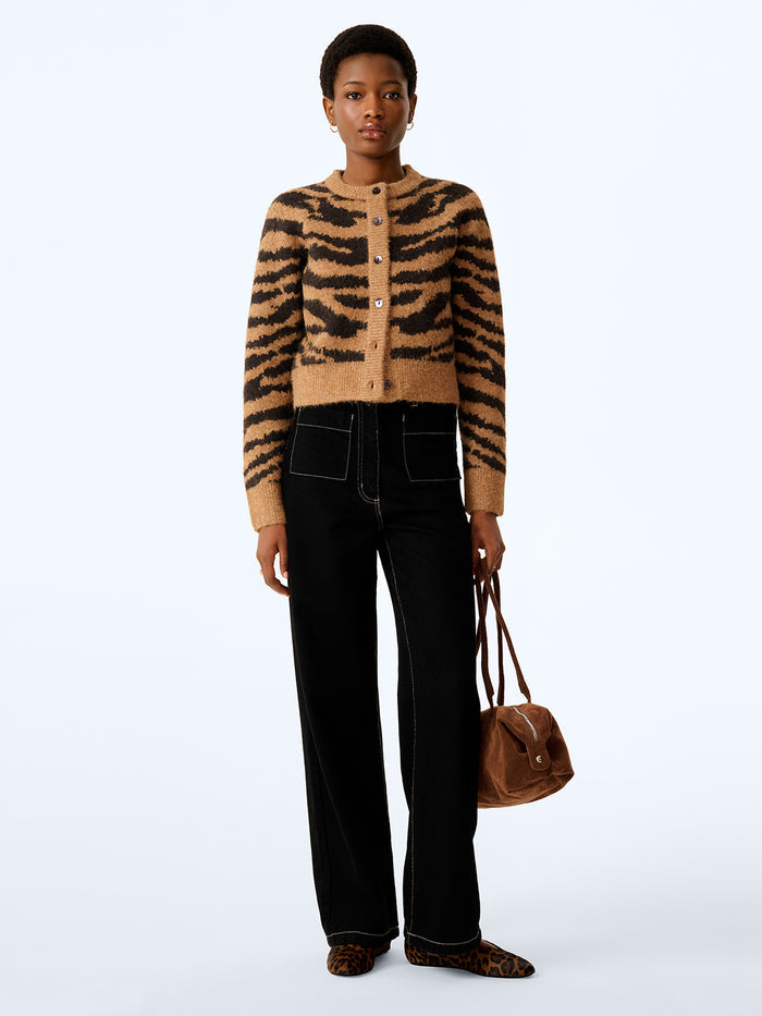 August Cardigan in Brown Animal