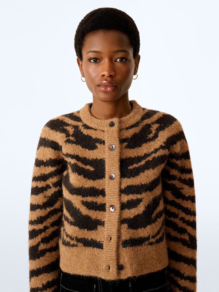 August Cardigan in Brown Animal