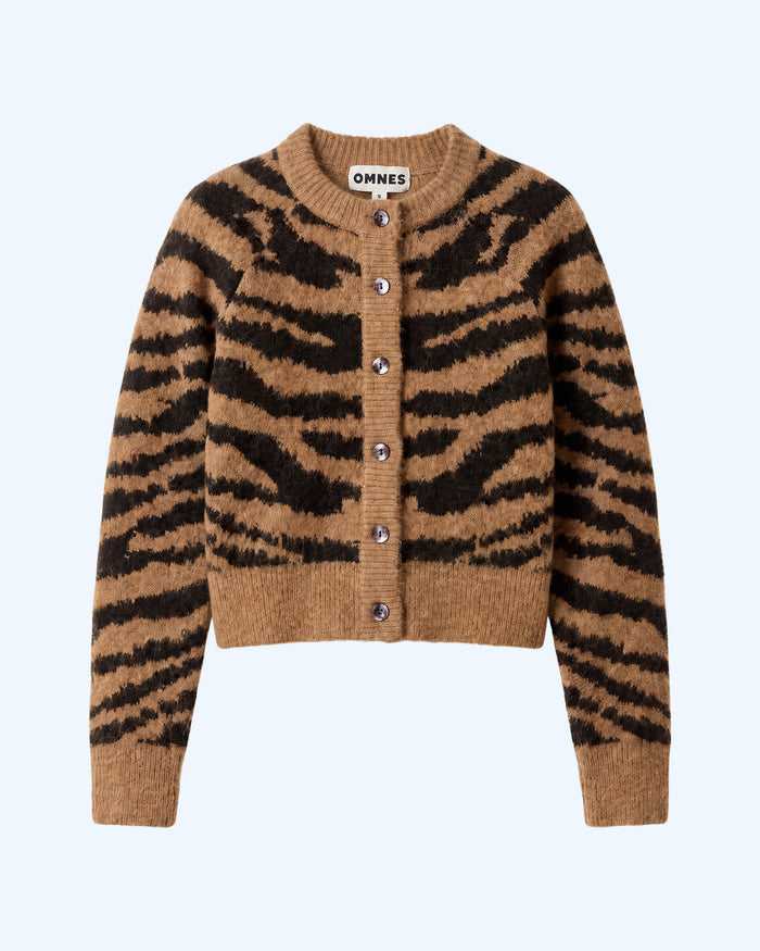 August Cardigan in Brown Animal