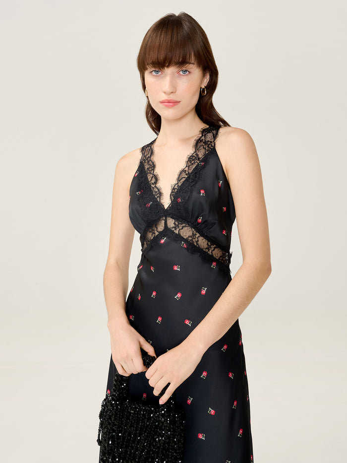 Aurelia Floral Dress in Black