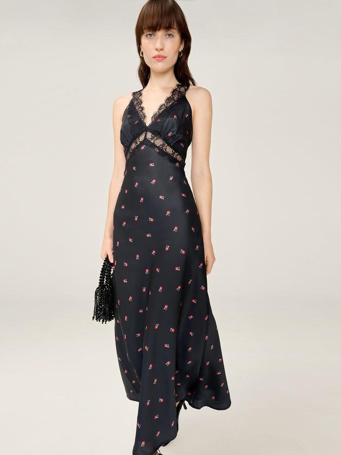 Aurelia Floral Dress in Black