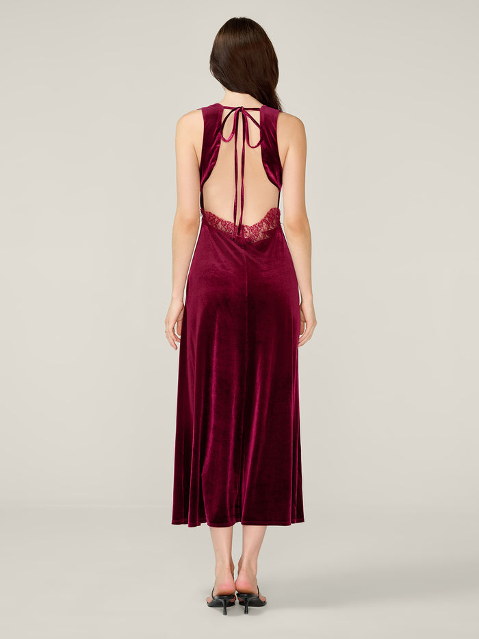 Aurelia Velvet Dress in Deep Wine