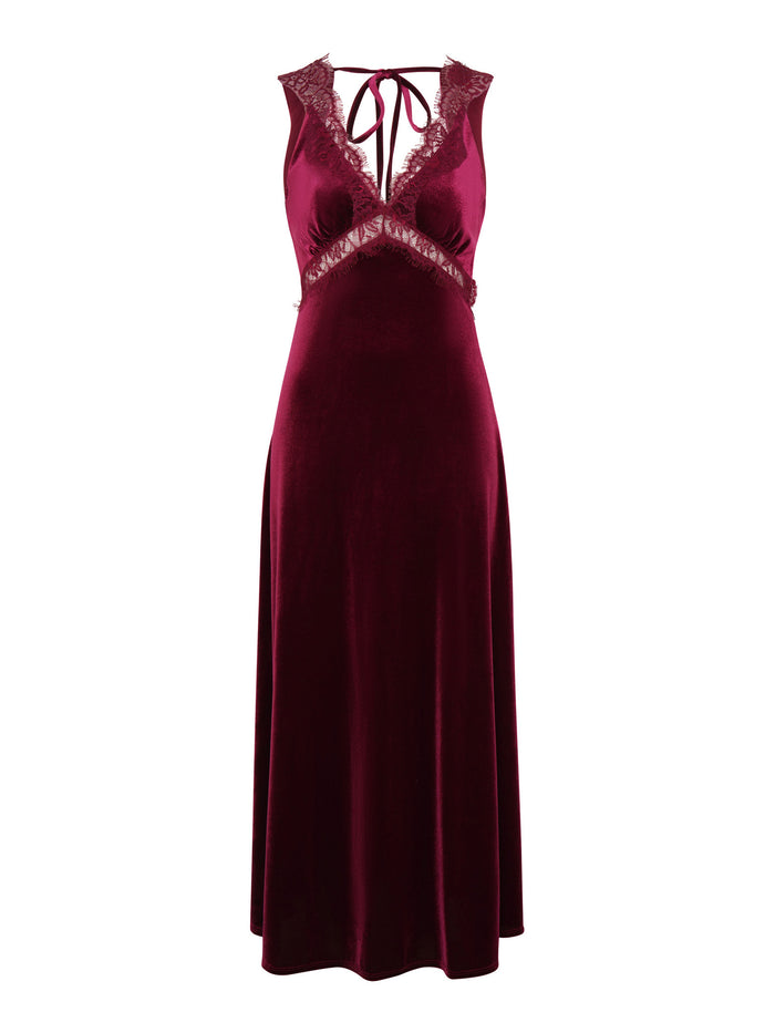 Aurelia Velvet Dress in Deep Wine