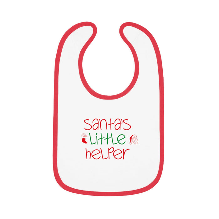 Baby Bib - "Santa's Little Helper" Christmas Holiday Bib with Red Contrast Trim - 314 Originals