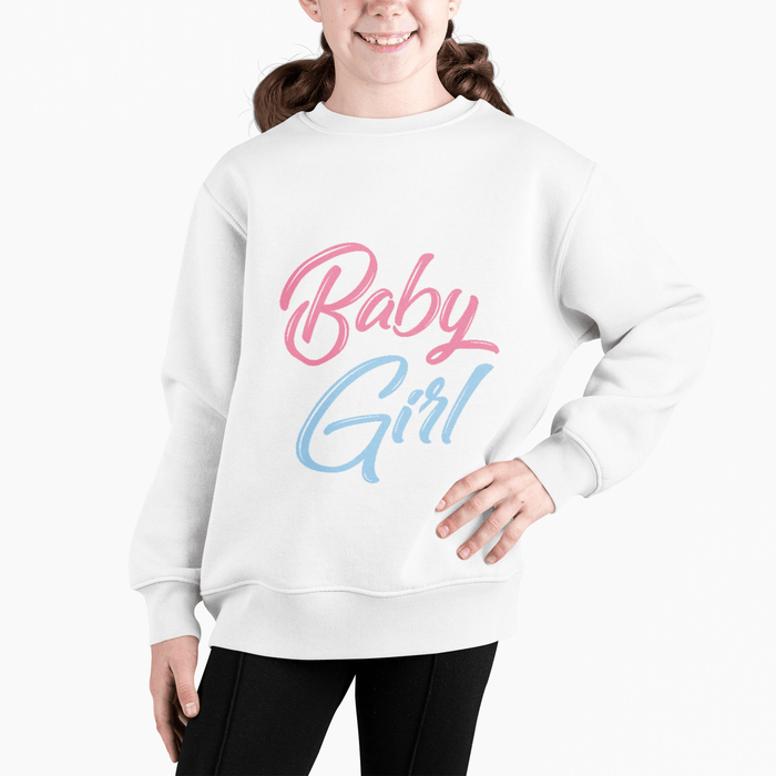 “Baby Girl” Pink & Blue Retro Script Sweatshirt - 314 Originals