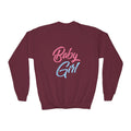 Baby Girl Youth Sweatshirt — Pink & Blue Script Crewneck - 314 Originals