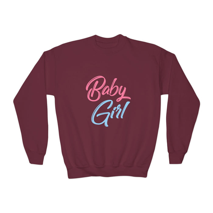 Baby Girl Youth Sweatshirt — Pink & Blue Script Crewneck - 314 Originals