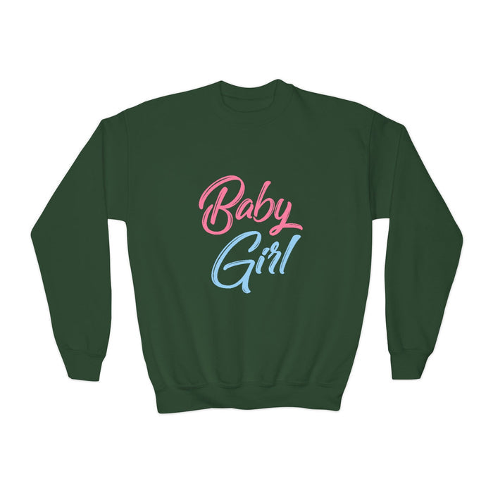 Baby Girl Youth Sweatshirt — Pink & Blue Script Crewneck - 314 Originals