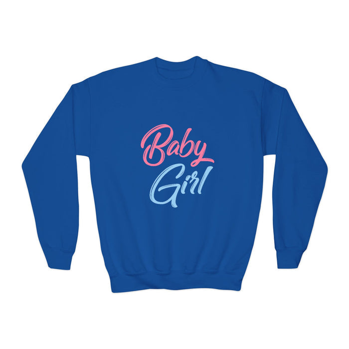 Baby Girl Youth Sweatshirt — Pink & Blue Script Crewneck - 314 Originals