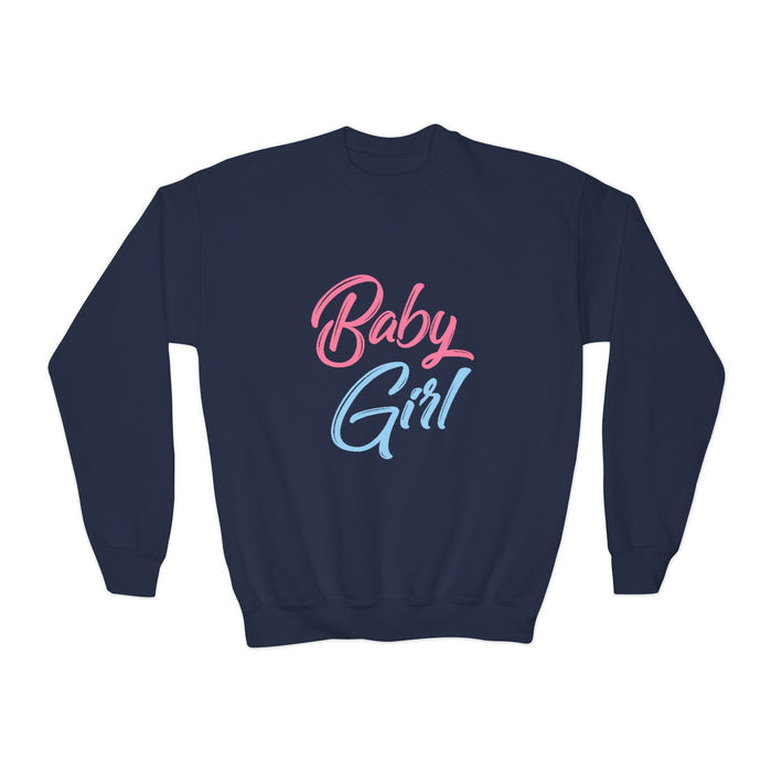 Baby Girl Youth Sweatshirt — Pink & Blue Script Crewneck - 314 Originals