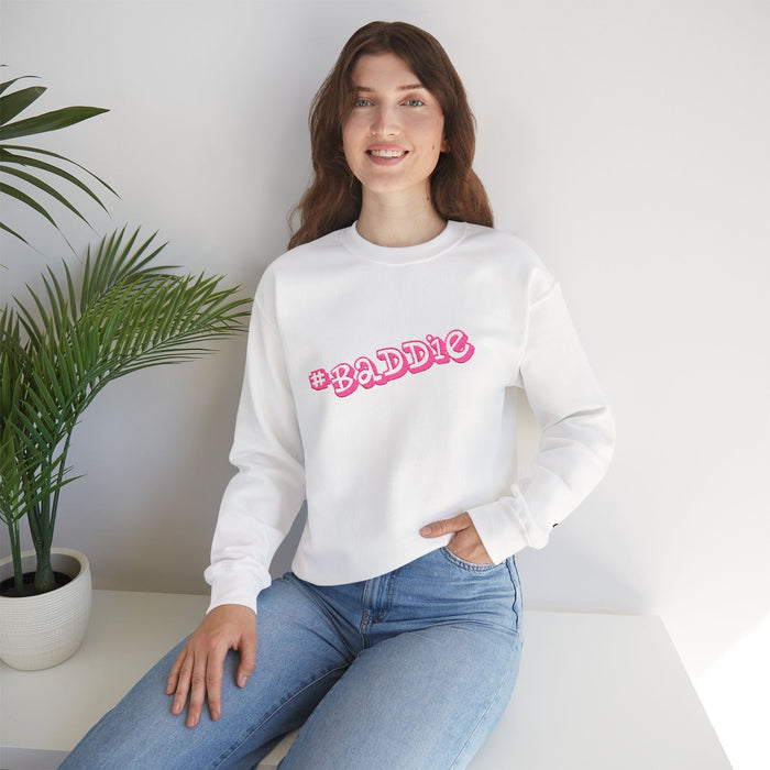 Baddie Pink Floral Logo White Crewneck Sweatshirt - 314 Originals