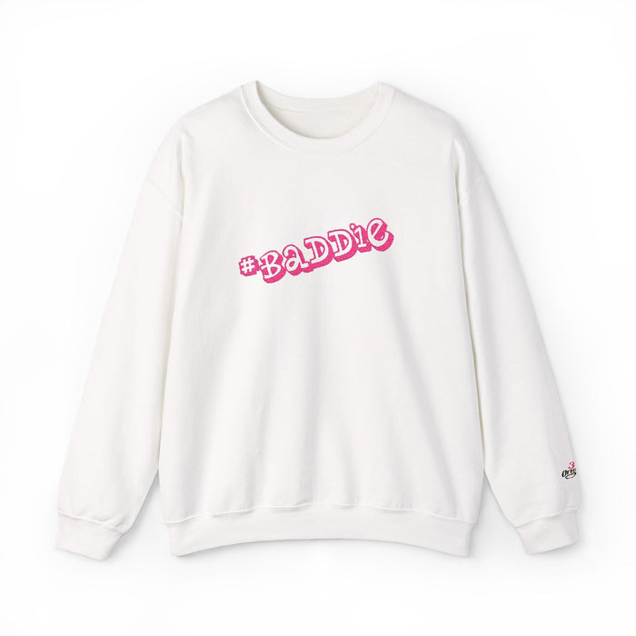 Baddie Pink Floral Logo White Crewneck Sweatshirt - 314 Originals