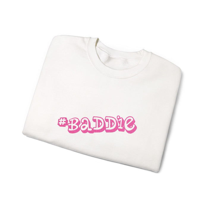 Baddie Pink Floral Logo White Crewneck Sweatshirt - 314 Originals