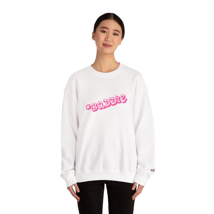 Baddie Pink Floral Logo White Crewneck Sweatshirt - 314 Originals