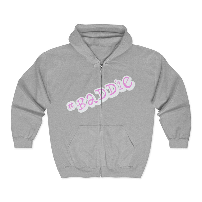 Baddie Pink Script Zip Hoodie — Trendy Streetwear Graphic Hoodie - 314 Originals