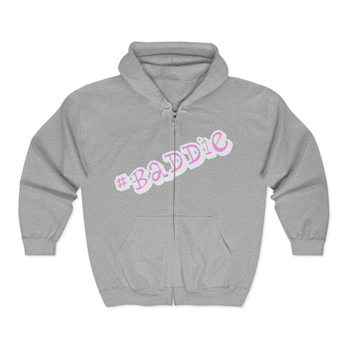 Baddie Pink Script Zip Hoodie — Trendy Streetwear Graphic Hoodie - 314 Originals