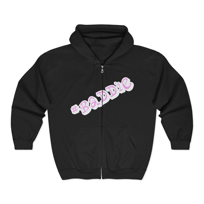 Baddie Pink Script Zip Hoodie — Trendy Streetwear Graphic Hoodie - 314 Originals