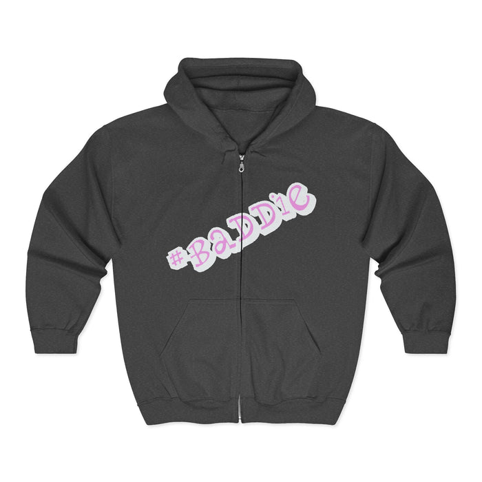 Baddie Pink Script Zip Hoodie — Trendy Streetwear Graphic Hoodie - 314 Originals
