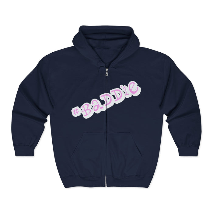 Baddie Pink Script Zip Hoodie — Trendy Streetwear Graphic Hoodie - 314 Originals