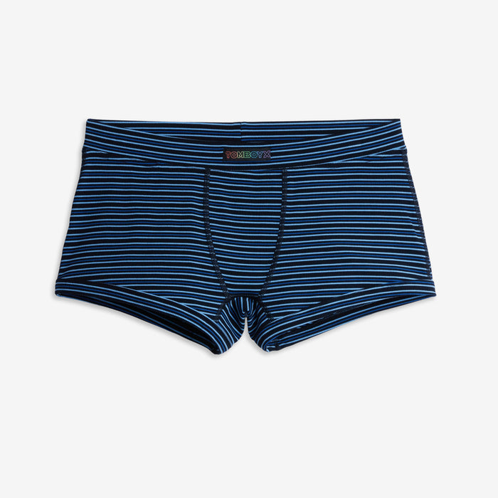 Bamboo Rib Boy Shorts - Ink Blue Stripe