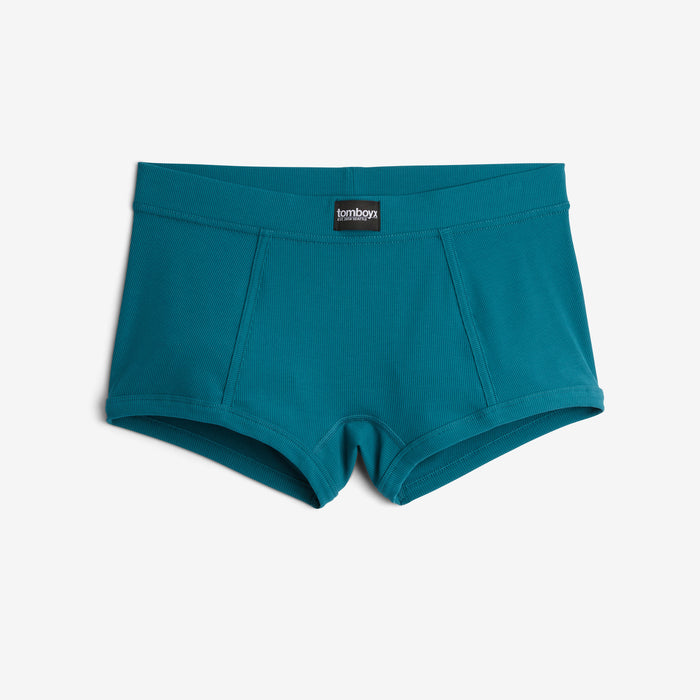 Bamboo Rib Boy Shorts - Teal Time