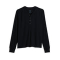 Bamboo Rib Long Sleeve Henley - Black