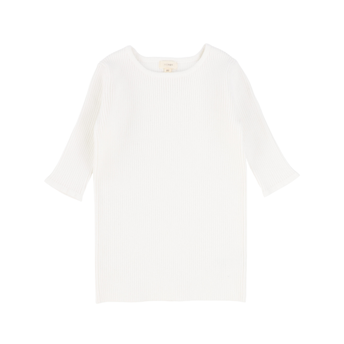 Basic Knit Three Quarter Sleeve Crewneck Sweater